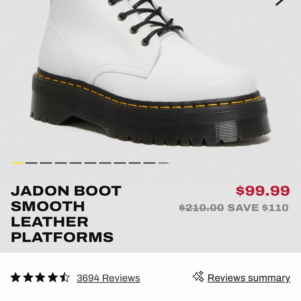 Dr. Martens White Jadon Boot Smooth Leather Platforms